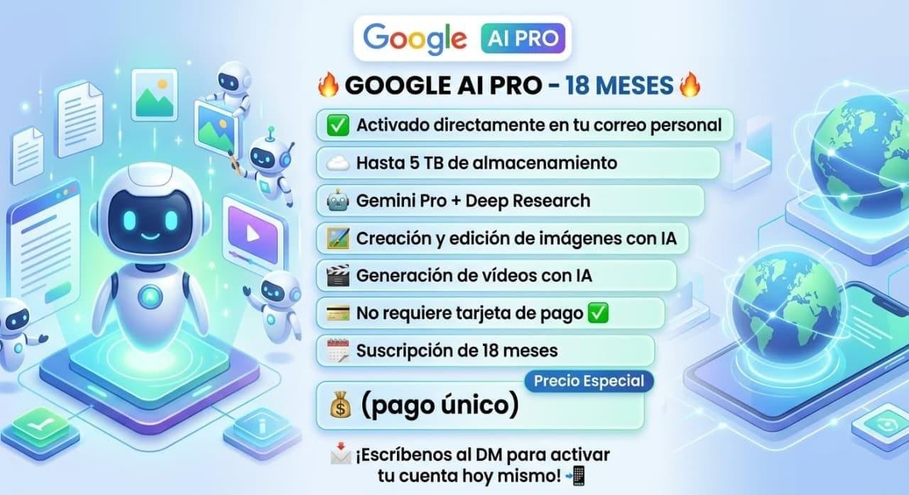 Servicios de google 5TB+ géminis pro